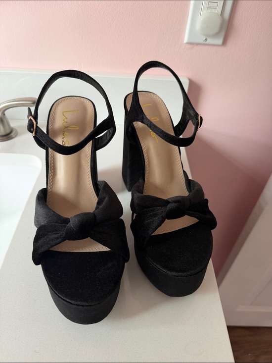 Lulus Shoes - Lulu's Black Knotted Platform Slingback Sandals